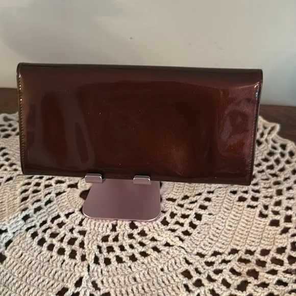 Prada Glossy Brown Leather Clutch - Picture 2 of 5